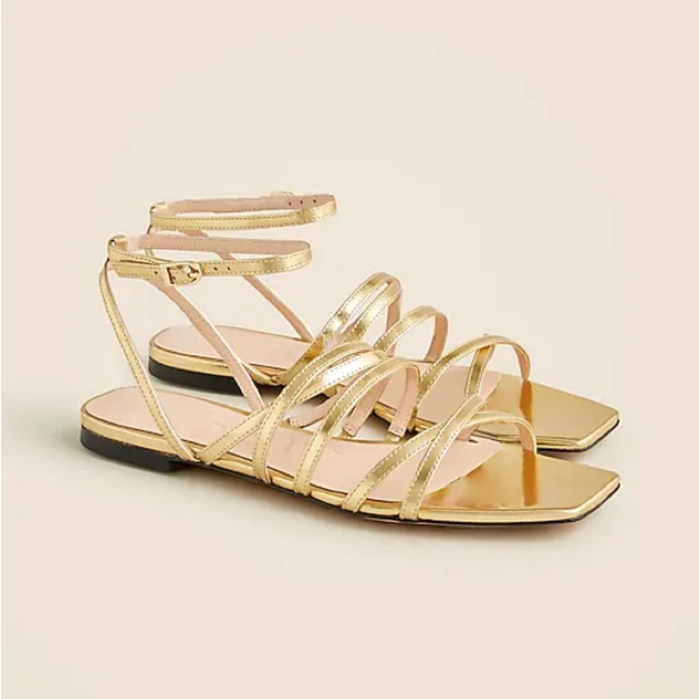 J.Crew New Capri strappy sandals in good metallic leather size 8.5